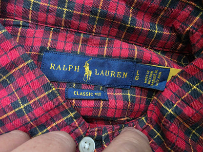 Camisa Ralph Lauren Grande L Classic Fit Cuadro Rojo Y Negro (Usado)