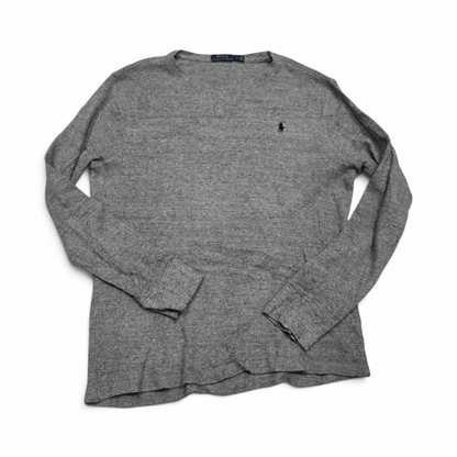 Playera Manga Larga Ralph Lauren Grande L Gris Pony Negro (Usado)