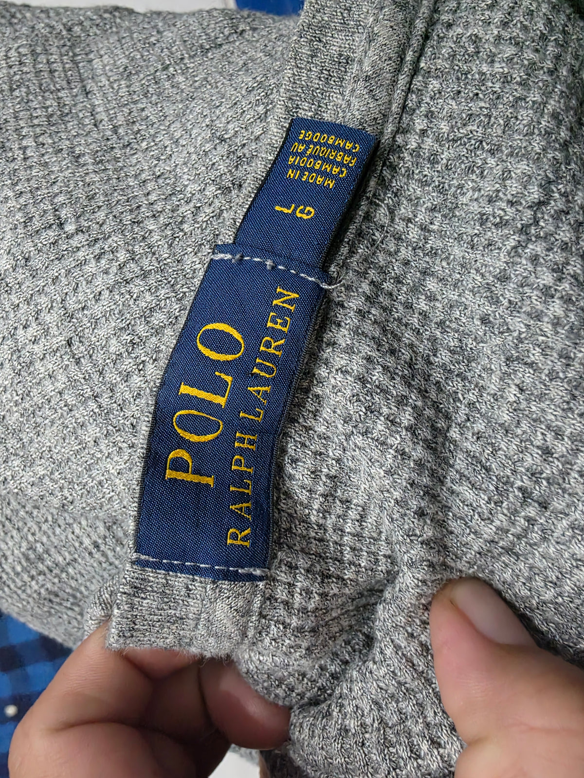 Playera Manga Larga Ralph Lauren Grande L Gris Pony Negro (Usado)
