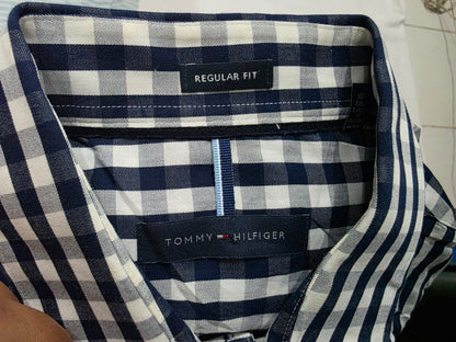 Camisa Tommy Hilfiger Grande L 16 1/2 32-33 Regular Fit Azul (Usado)