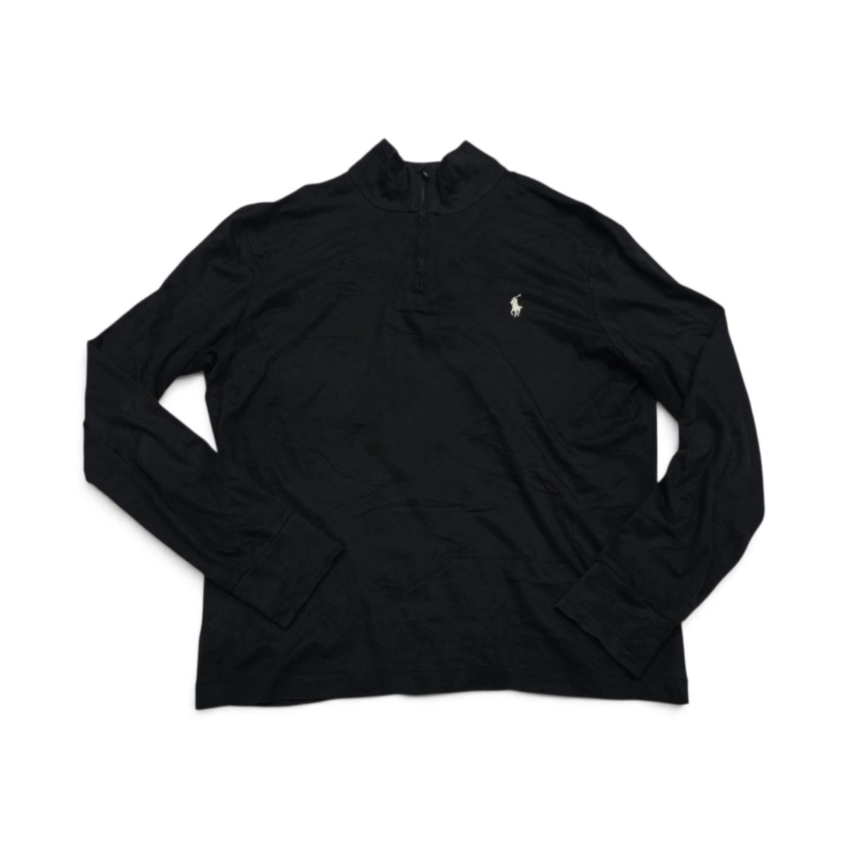 Sueter Ralph Lauren Grande L Negro Pony Blanco Cierre Corto (Usado)
