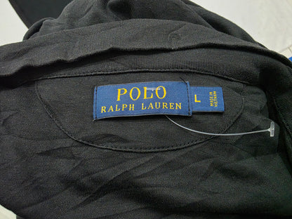 Sueter Ralph Lauren Grande L Negro Pony Blanco Cierre Corto (Usado)