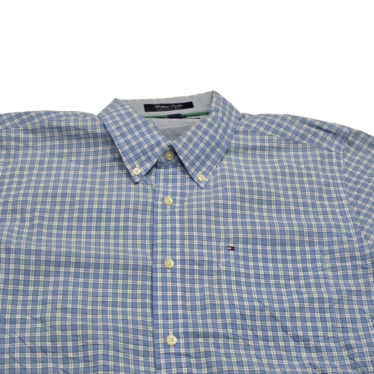 Camisa Tommy Hilfiger Grande L Slimfit Azul Claro Cuadro (Usado)