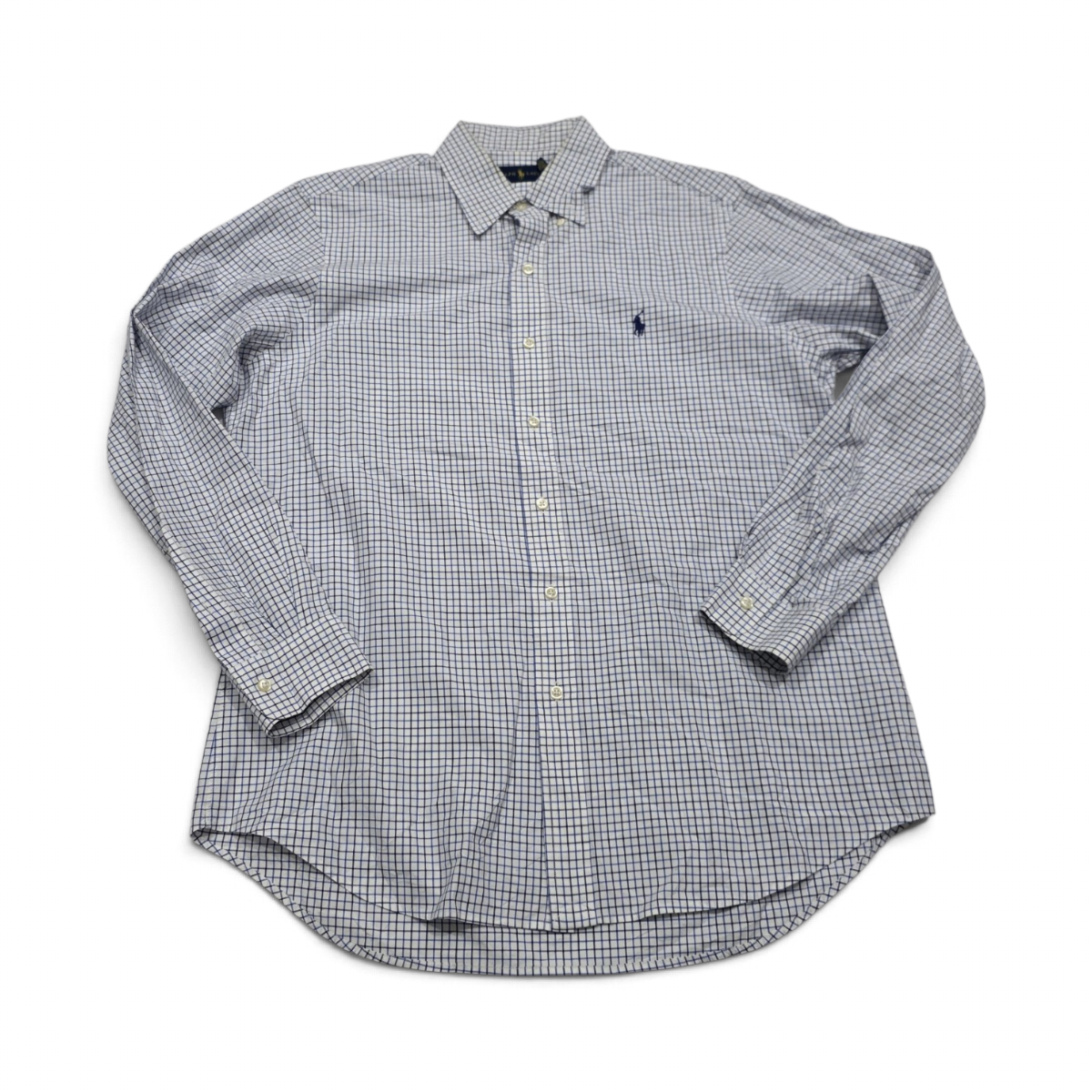 Camisa Ralph Lauren Grande L Blanca Pony Azul Cuadro (Usado)