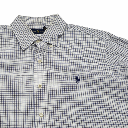 Camisa Ralph Lauren Grande L Blanca Pony Azul Cuadro (Usado)