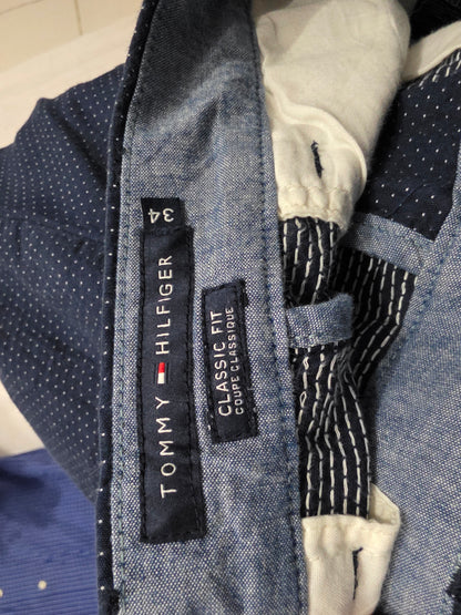 Bermuda Tommy Hilfiger Talla 34 Classic Fit Azul Puntos (Usado)