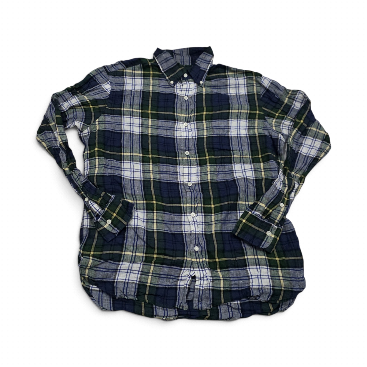 Camisa Ralph Lauren Grande L Custom Fit Verde Y Azul Lino (Usado)