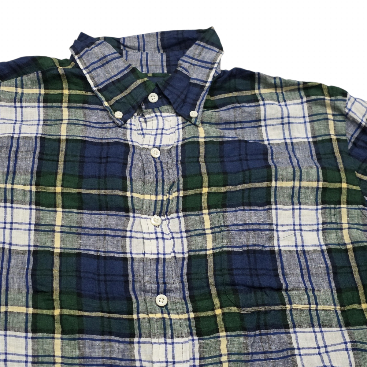 Camisa Ralph Lauren Grande L Custom Fit Verde Y Azul Lino (Usado)