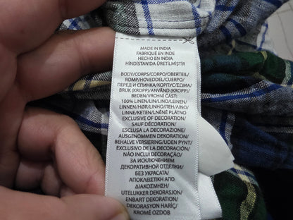 Camisa Ralph Lauren Grande L Custom Fit Verde Y Azul Lino (Usado)