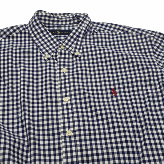 Camisa Ralph Lauren Xgrande Xl Cuadro Azul Pony Vino (Usado)