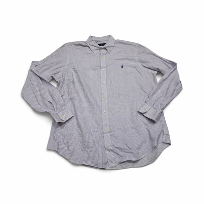 Camisa Ralph Lauren Xgrande Xl Blanca Linea Lila Pony Azul (Usado)