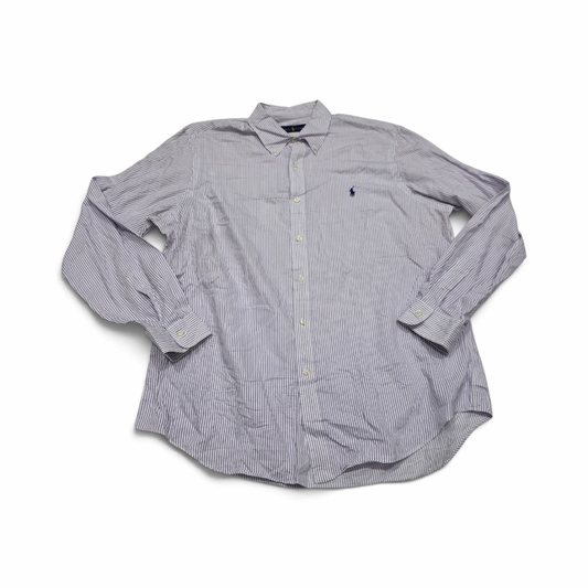 Camisa Ralph Lauren Xgrande Xl Blanca Linea Lila Pony Azul (Usado)