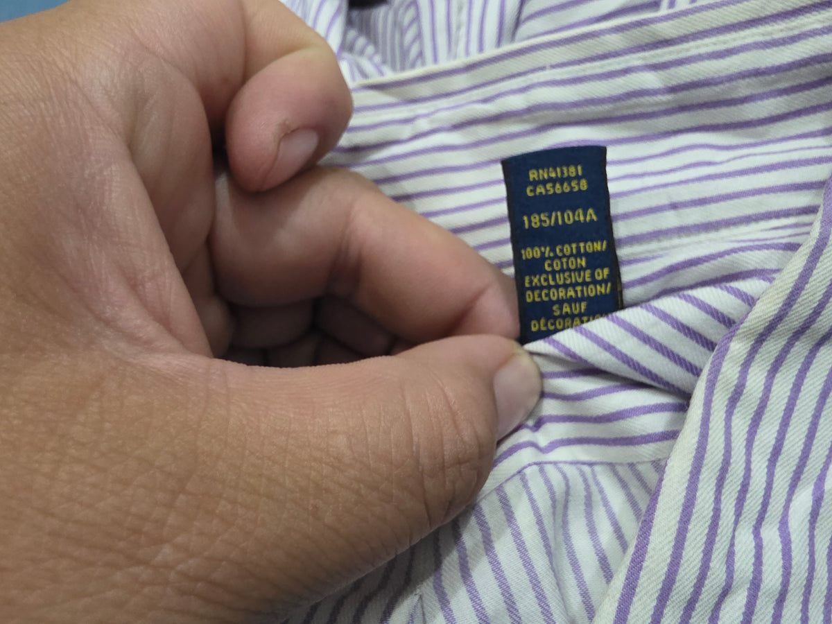 Camisa Ralph Lauren Xgrande Xl Blanca Linea Lila Pony Azul (Usado)
