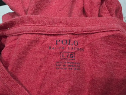 Playera Ralph Lauren Grande L Coral Oscuro Pony Azul (Usado)