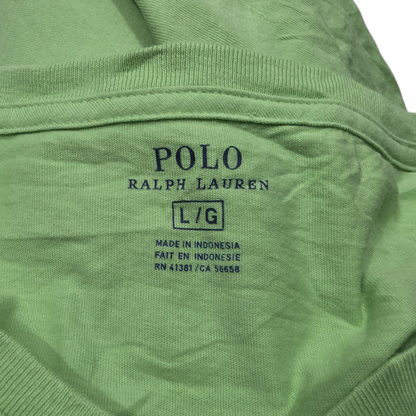 Playera Ralph Lauren Grande L Verde Pony Azul (Usado)