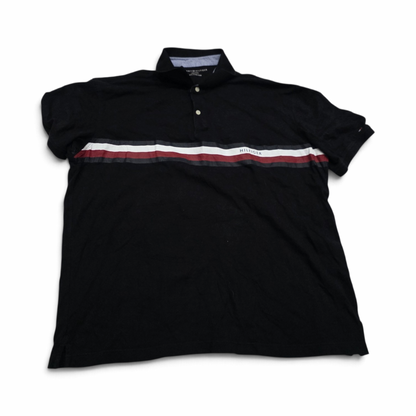 Playera Polo Tommy Hilfiger 2xl Negro Lineas (Usado)