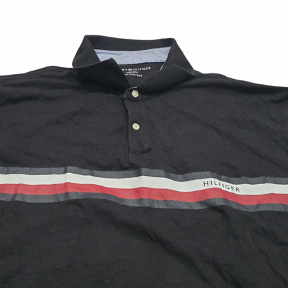 Playera Polo Tommy Hilfiger 2xl Negro Lineas (Usado)