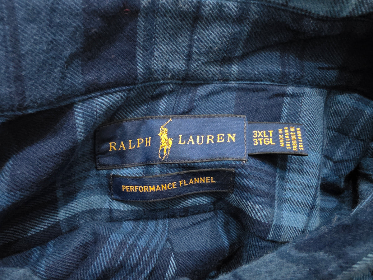 Camisa Ralph Lauren 3xl Tall Performance Franela Cuadro Azul (Usado)