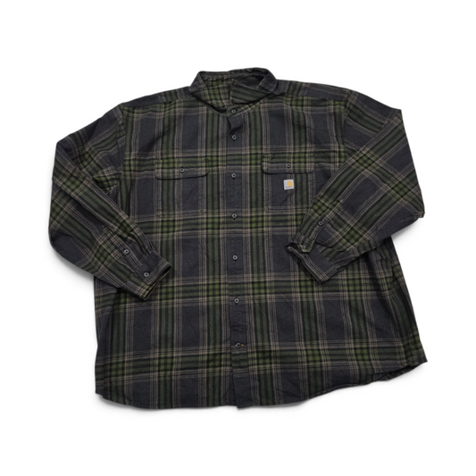 Camisa Carhartt 4xl Loose Fit Cuadro Gris Verde Gruesa (Usado)