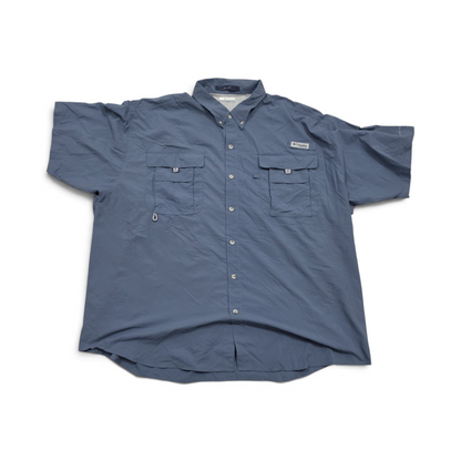 Camisa Columbia Pfg 3x Azul Metalico Manga Corta (Usado)