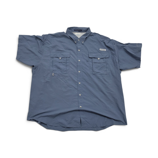 Camisa Columbia Pfg 3x Azul Metalico Manga Corta (Usado)