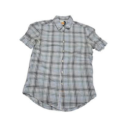Camisa Manga Corta Boss Orange Mediana M Cuadro Azul Claro