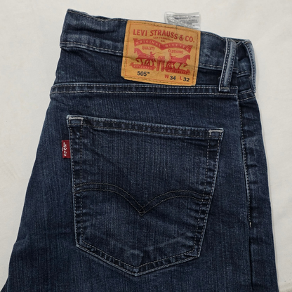 Pantalon Levis 505 34x32 Azul Marino Oscuro (Usado)
