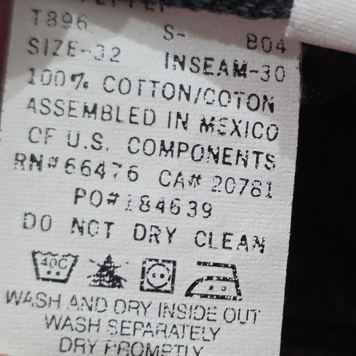 Pantalon Tommy Hilfiger 32x30 Recto Negro Deslavado