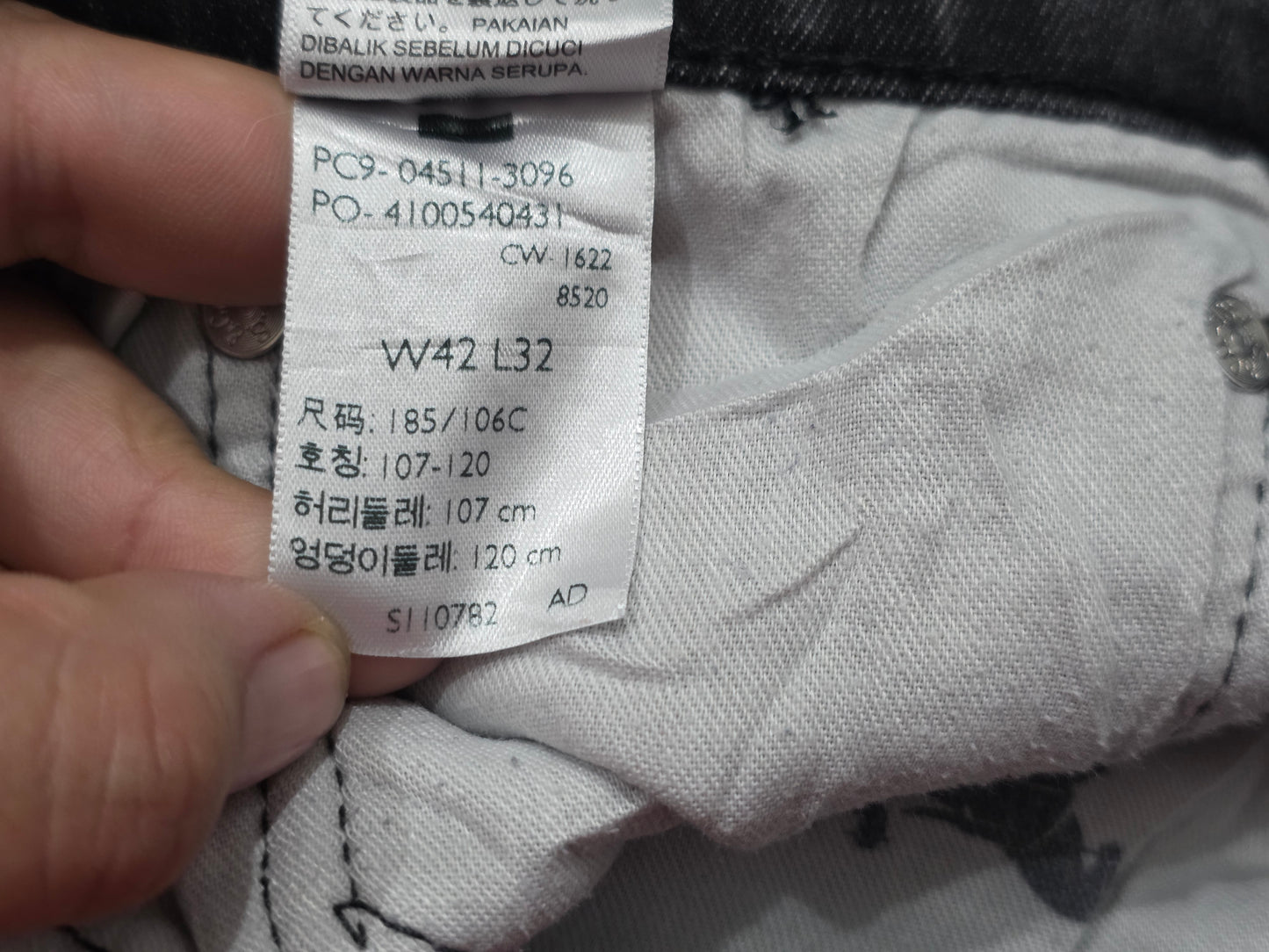 Pantalon Levis 511 42x32 Slimfit Negro Deslavado