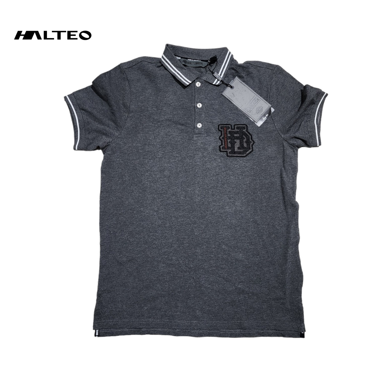 Playera Polo Harley Davidson Chico S Gris