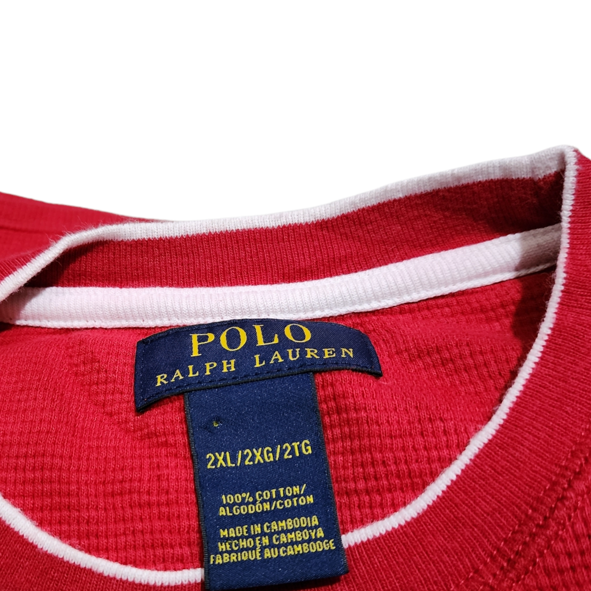 Playera Manga Larga Ralph Lauren Rojo Pony Blanco 2xl