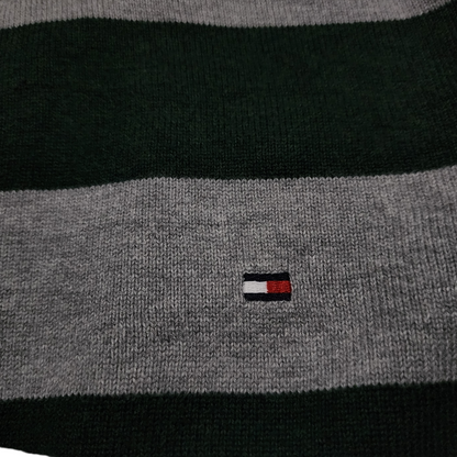 Sueter Tommy Hilfiger Xgrande Xl Gris Lineas Verde