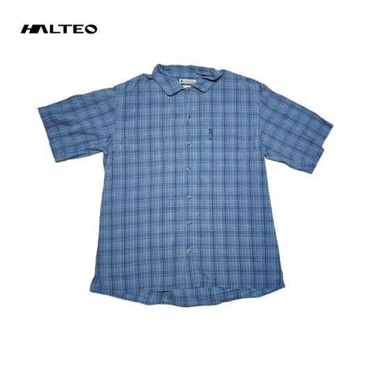 Camisa Manga Corta Columbia Xgrande Xl Azul Cuadros