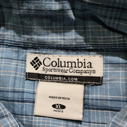 Camisa Manga Corta Columbia Xgrande Xl Azul Cuadros