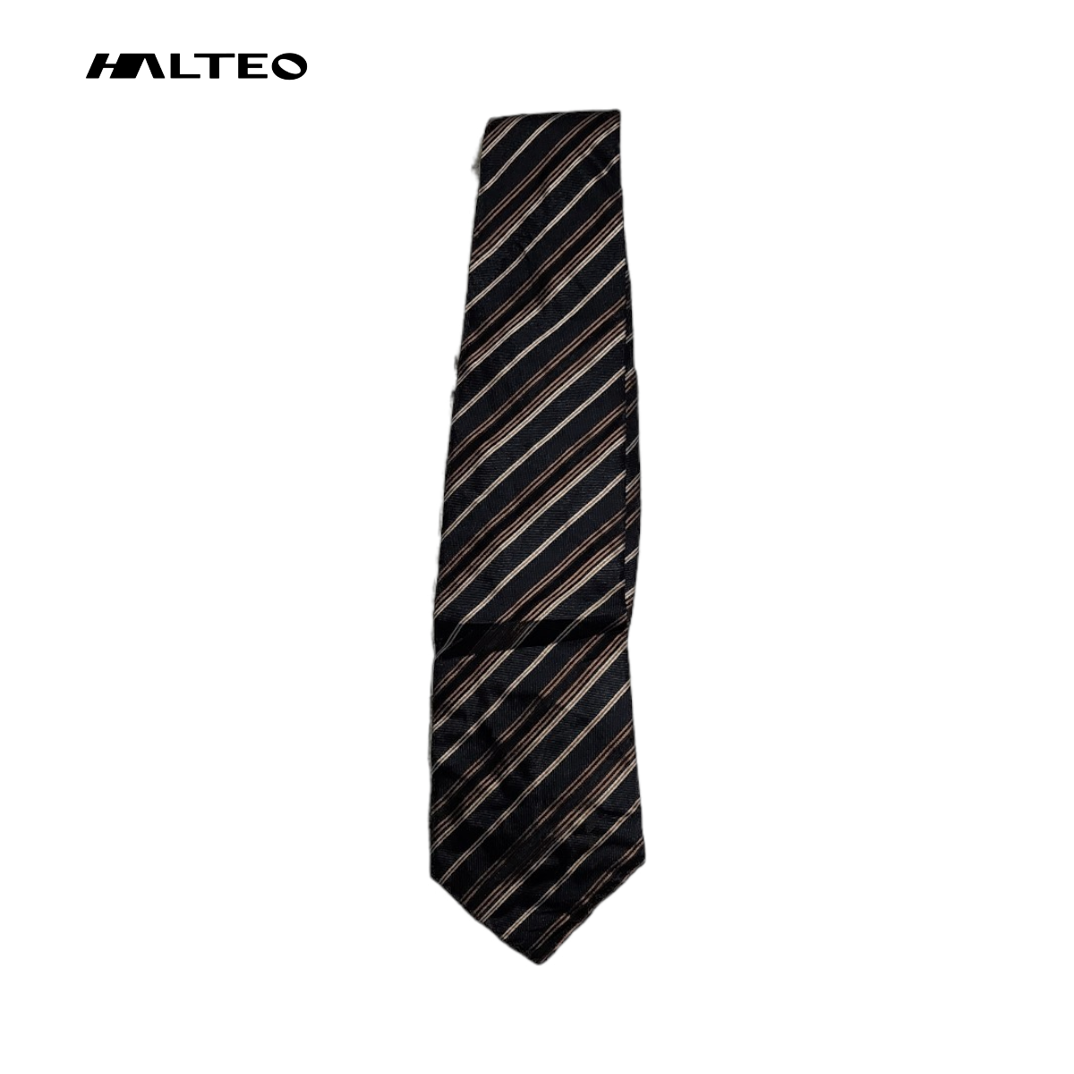 Corbata Hugo Boss Negro Lineas Café Seda