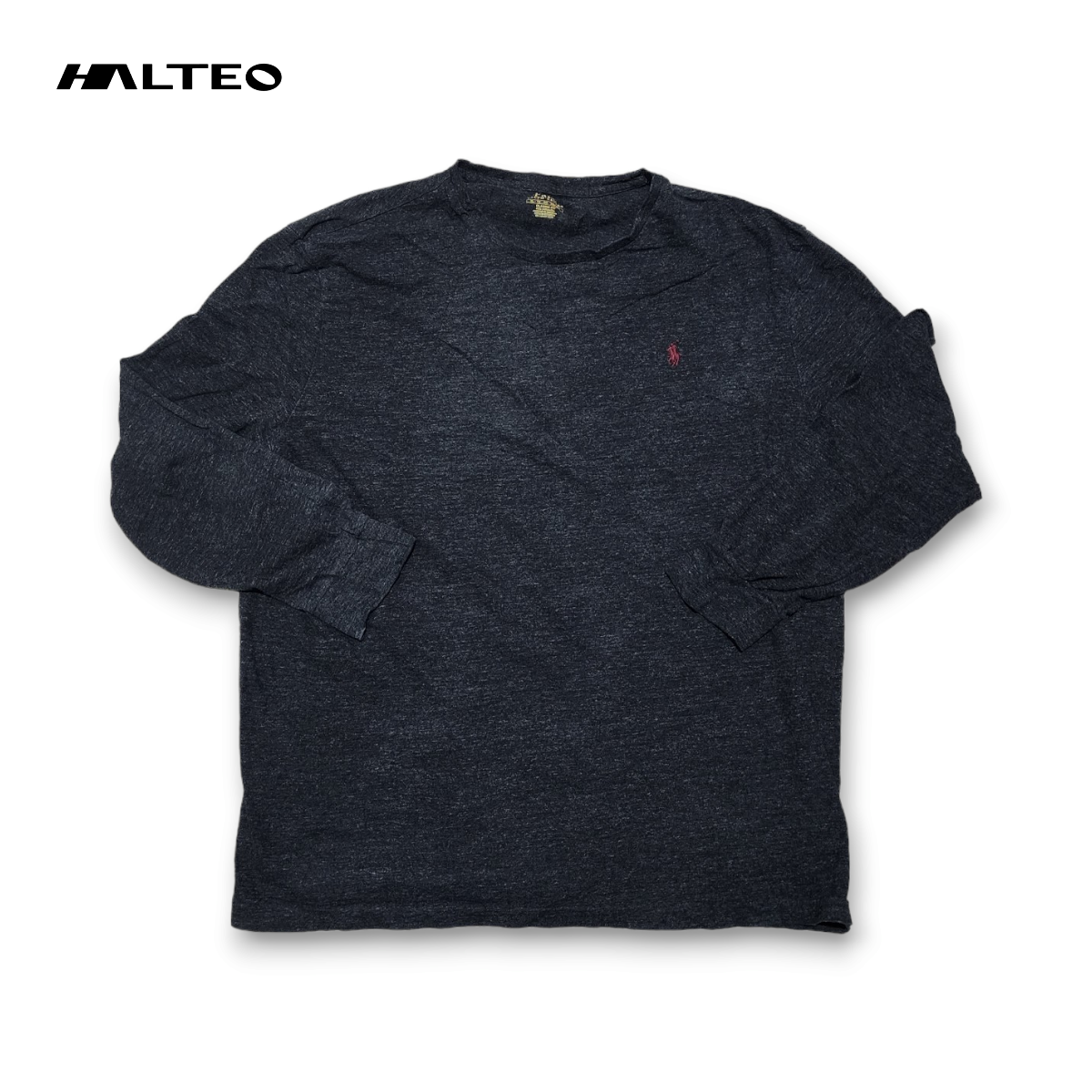 Playera Manga Larga Ralph Lauren Xgrande Xl Gris Pony Vino
