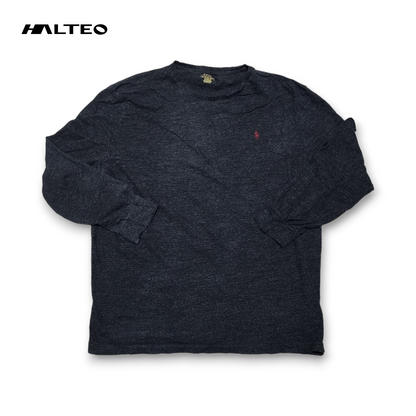 Playera Manga Larga Ralph Lauren Xgrande Xl Gris Pony Vino