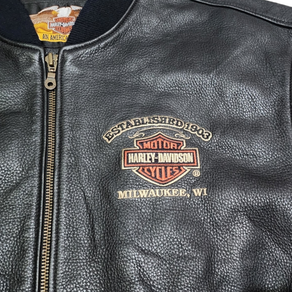 Chamarra Harley Davidson Xgrande Xl Piel Milwaukee Negro