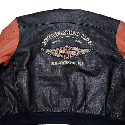 Chamarra Harley Davidson Xgrande Xl Piel Milwaukee Negro