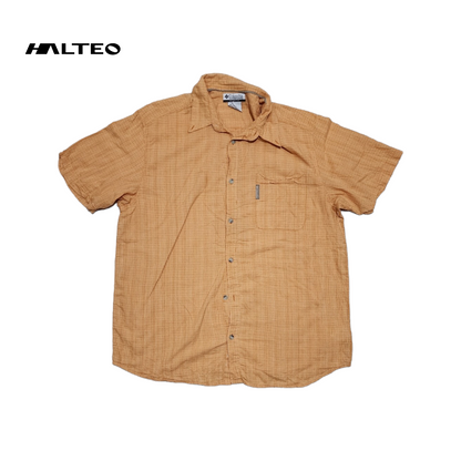 Camisa Manga Corta Columbia Xgrande Xl Naranja Cuadros