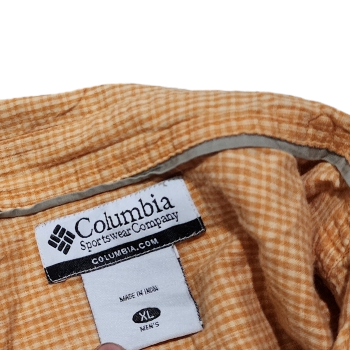 Camisa Manga Corta Columbia Xgrande Xl Naranja Cuadros