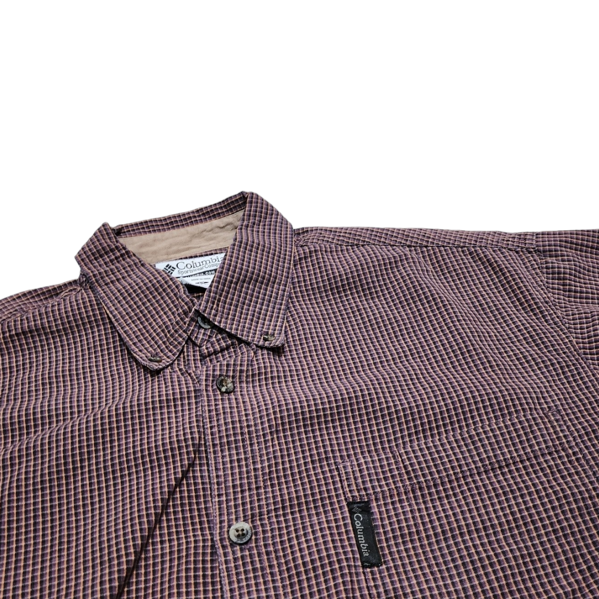 Camisa Columbia Grande L Cuadros Morado Y Negro