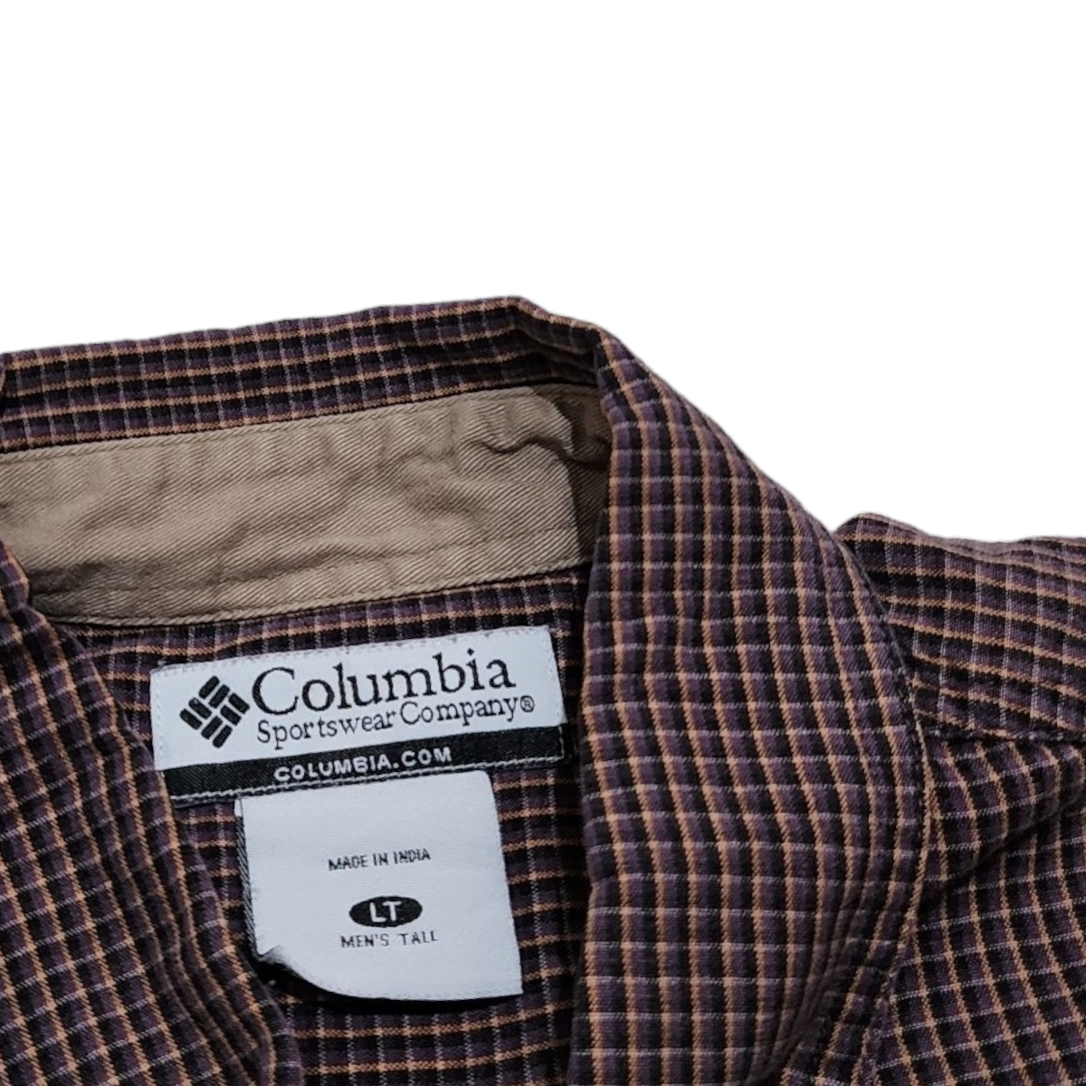 Camisa Columbia Grande L Cuadros Morado Y Negro