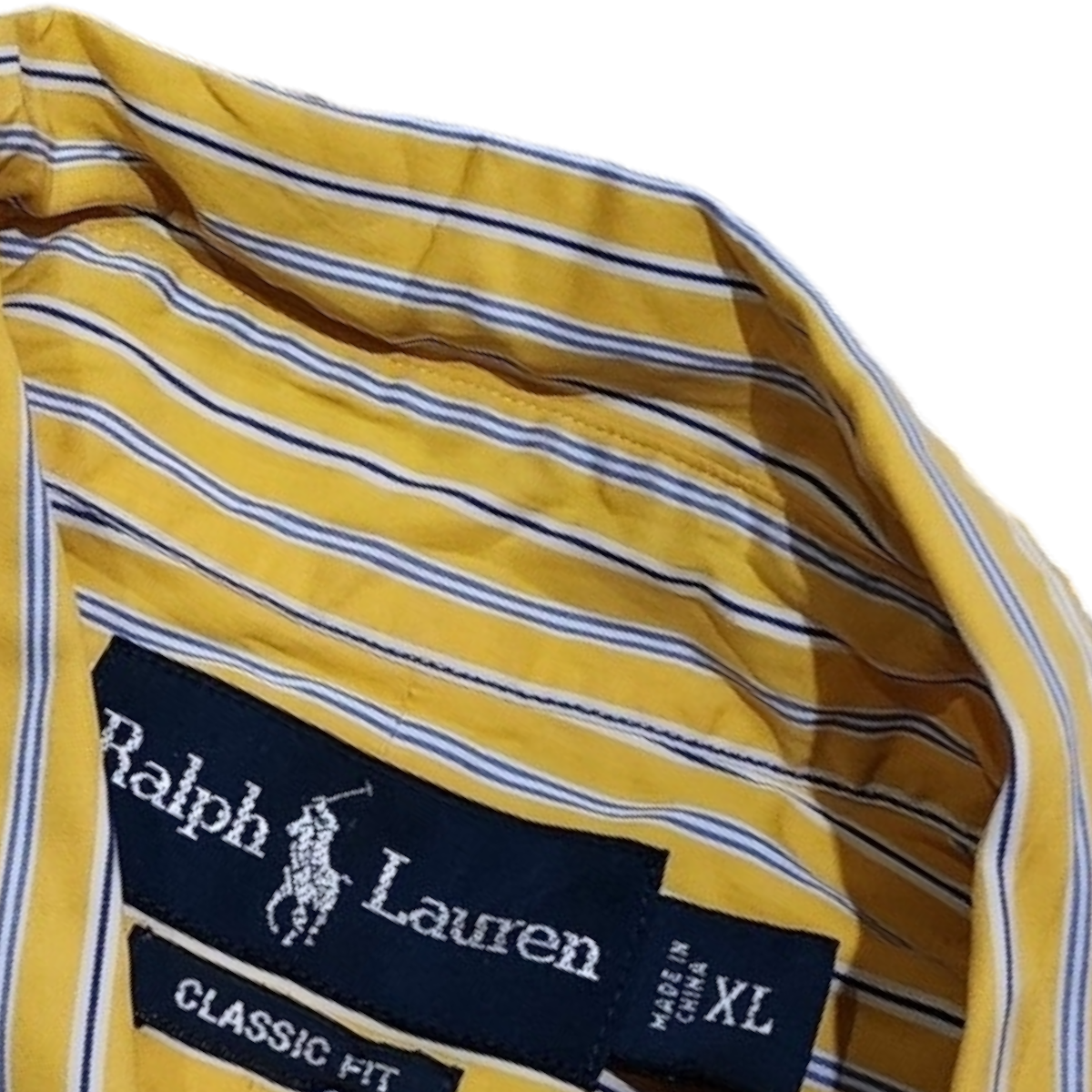 Camisa Ralph Lauren Xgrande Xl Classic Fit Amarillo Lineas