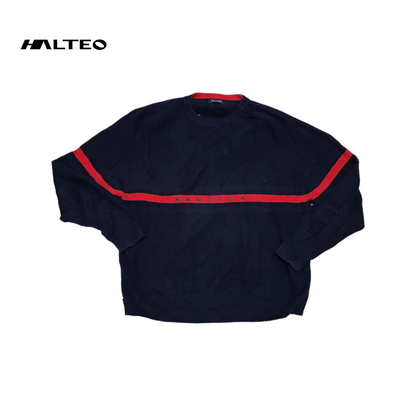 Sueter Nautica Xgrande Azul, Rojo Con Letras Cuello Redondo