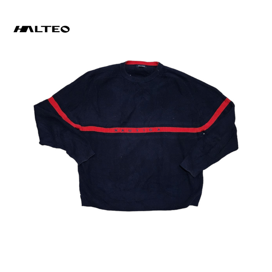 Sueter Nautica Xgrande Azul, Rojo Con Letras Cuello Redondo