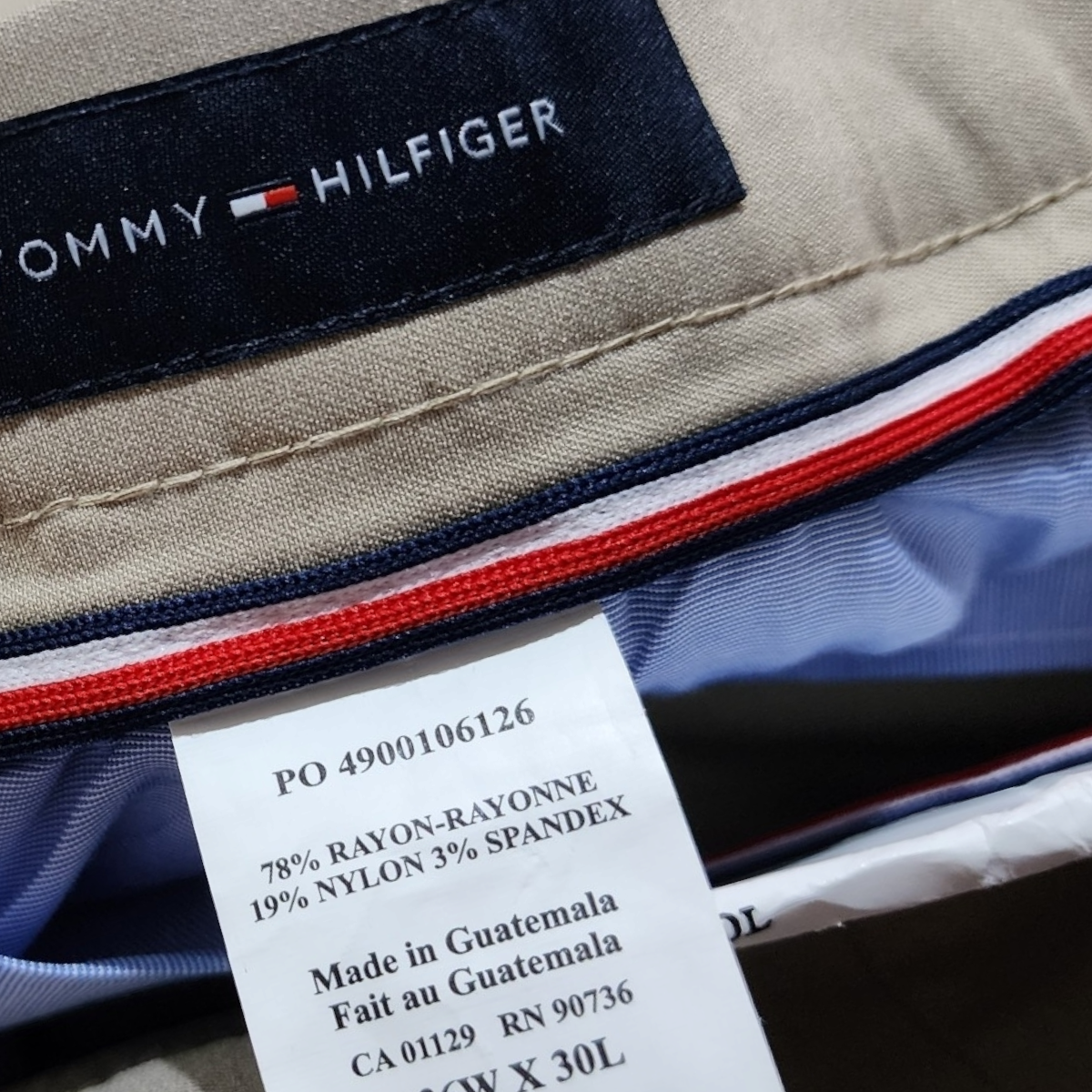 Pantalon Tommy Hilfiger 36x30 Café Claro Recto Stretch