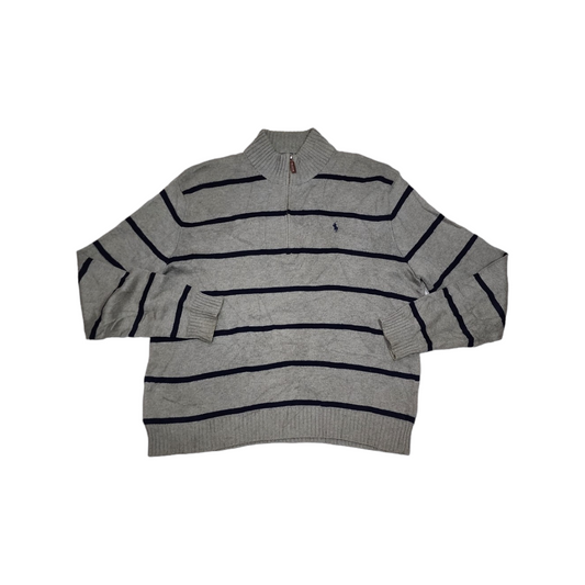 Sueter Ralph Lauren Xgrande Xl Gris Lineas Azules