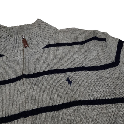 Sueter Ralph Lauren Xgrande Xl Gris Lineas Azules