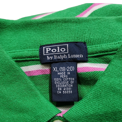Playera Polo Ralph Lauren Adolescente Xl 18-20 Verde Lineas